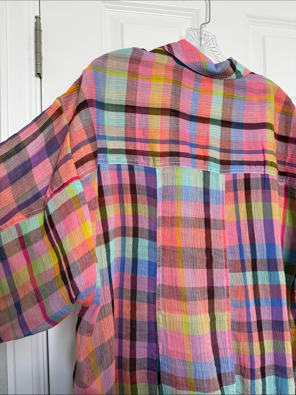 Pilcro Multicolor Plaid Button-Down Shirt - Pink, Blue, Green, Yellow - Picture 10 of 10